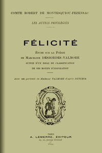 Cover of Félicité: Étude sur la poésie de Marceline Desbordes-Valmore