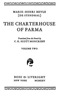 Cover of The Charterhouse of Parma, Volume 2