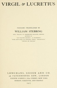 Cover of Virgil & Lucretius Passages translated by William Stebbing