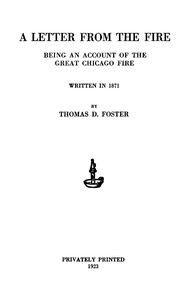 Cover of A Letter From the Fire: Being an Account of the Great Chicago Fire.