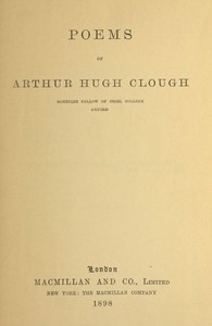 Cover of Poems of Arthur Hugh Clough