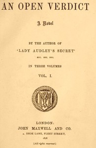 Cover of An open verdict : $b a novel, volume 1 (of 3)