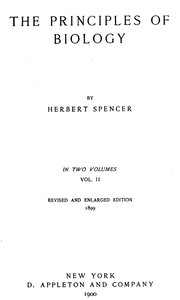 Cover of The Principles of Biology, Volume 2 (of 2)