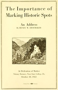 Cover of The Importance of Marking Historic Spots, an Address