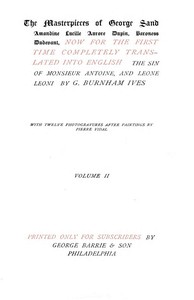 Cover of The Sin of Monsieur Antoine, Volume 2 (of 2) and Leone Leoni