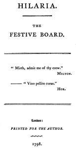Cover of Hilaria. The Festive Board