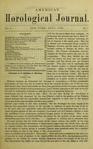 Cover of American Horological Journal, Vol. I, No. 1, July 1869: Devoted to Pratical Horology
