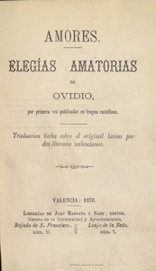 Cover of Amores: elegías amatorias