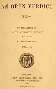 Cover of An open verdict : $b a novel, volume 3 (of 3)