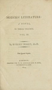 Cover of Modern literature: a novel, Volume 3 (of 3)