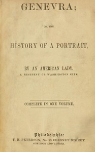 Cover of Genevra; or, the history of a portrait by an American lady. A resident of Washington City.