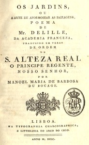 Cover of Os jardins ou a arte de aformosear as paisagens: Poema
