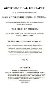 Cover of Ornithological biography, Vol. 3 (of 5) : $b An account of the habits of the birds of the United States of America
