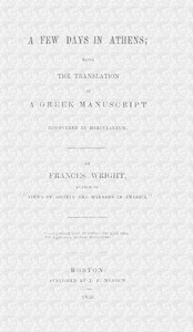 Cover of A few days in Athens being the translation of a Greek manuscript discovered in Herculaneum