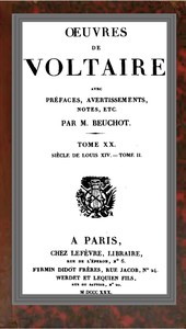 Cover of Œuvres de Voltaire Tome XX: Siècle de Louis XIV.—Tome II