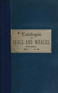 Cover of Supplement to the catalogue of seals and whales in the British Museum