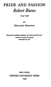 Cover of Pride and Passion: Robert Burns, 1759-1796