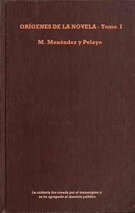 Cover of Orígenes de la novela, Tomo I