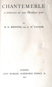 Cover of Chantemerle : $b A romance of the Vendean War