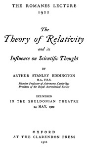 Cover of The theory of relativity and its influence on scientific thought
