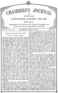 Cover of Chambers's Journal of Popular Literature, Science, and Art, fifth series, no. 121, vol. III, April 24, 1886
