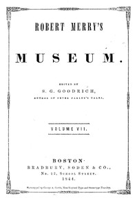 Cover of Robert Merry's Museum, Vol. VII, No. 1-6
