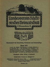 Cover of Landesverein Sächsischer Heimatschutz — Mitteilungen Band XII, Heft 7-9 : $b Monatsschrift für Heimatschutz, Volkskunde und Denkmalpflege