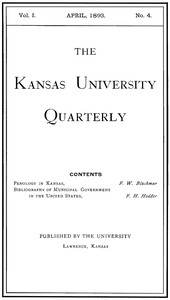 Cover of The Kansas University Quarterly : $b Vol. I, No. 4, April 1893
