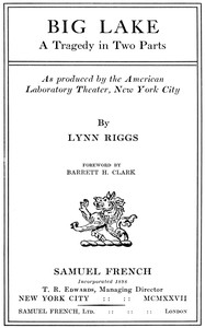 Cover of Big lake : $b A tragedy in two parts