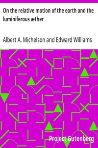 Cover of On the relative motion of the earth and the luminiferous æther