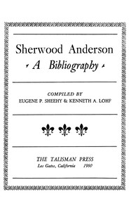 Cover of Sherwood Anderson : $b a bibliography