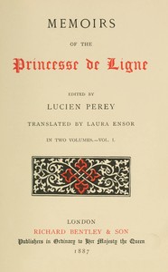 Cover of Memoirs of the Princesse de Ligne, Vol. 1 (of 2)