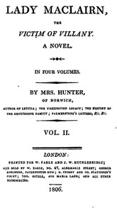 Cover of Lady Maclairn, the victim of villany : $b A novel, volume 2 (of 4)