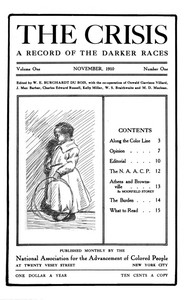 Cover of The crisis : $b A record of the darker races, Vol. I, No. 1, November 1910