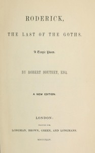 Cover of Roderick, the last of the Goths : $b A tragic poem