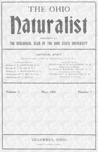 Cover of The Ohio Naturalist, Vol. I, No. 7, May, 1901
