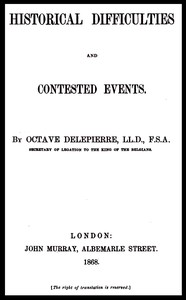 Cover of Historical difficulties and contested events