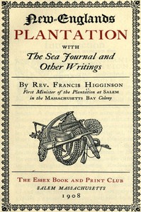 Cover of New-Englands plantation : $b with the sea journal and other writings