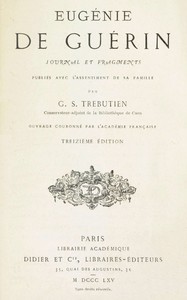 Cover of Journal et fragments : $b Publiés avec l'assentiment de sa famille par G. S. Trébutien