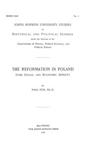 Cover of The reformation in Poland : $b Some social and economic aspects