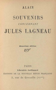 Cover of Souvenirs concernant Jules Lagneau