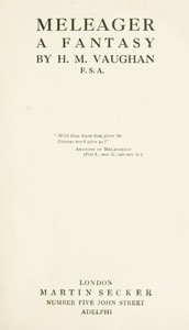 Cover of Meleager : $b A fantasy