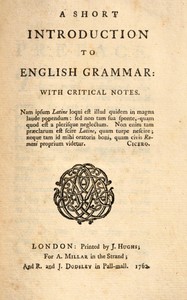 Cover of A short introduction to English grammar : $b with critical notes