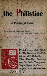 Cover of The Philistine : $b a periodical of protest (Vol. III, No. 3, August 1896)