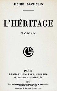 Cover of L'héritage : $b roman