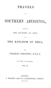 Cover of Travels in southern Abyssinia, Volume 2 (of 2) : $b through the country of Adal to the kingdom of Shoa