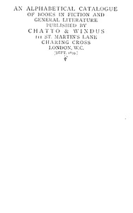 Cover of An alphabetical catalogue of books in fiction and general literature published by Chatto & Windus, Sept. 1899