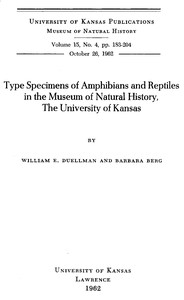 Cover of Type specimens of amphibians and reptiles in the Museum of Natural History, the University of Kansas
