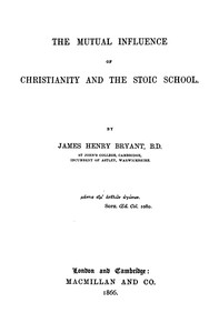 Cover of The mutual influence of Christianity and the Stoic school