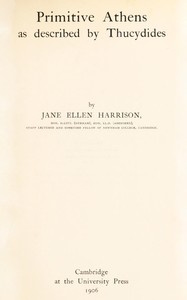 Cover of Primitive Athens as described by Thucydides